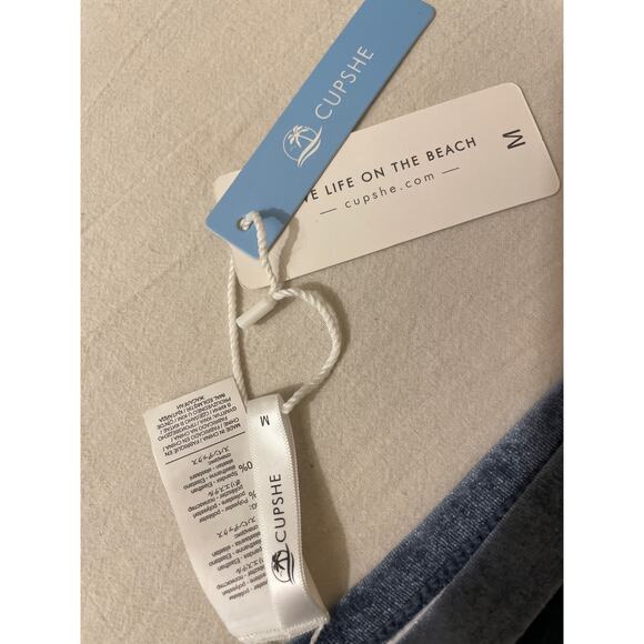 Cupshe Swim Women Sz M Bikini Bottom Velvet High Waist Swimwear Blue/Gray NWT - Picture 4 of 6